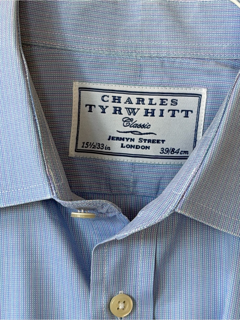 Charles Tyrwhitt Men's Light Blue Micro-Pattern Dress Shirt